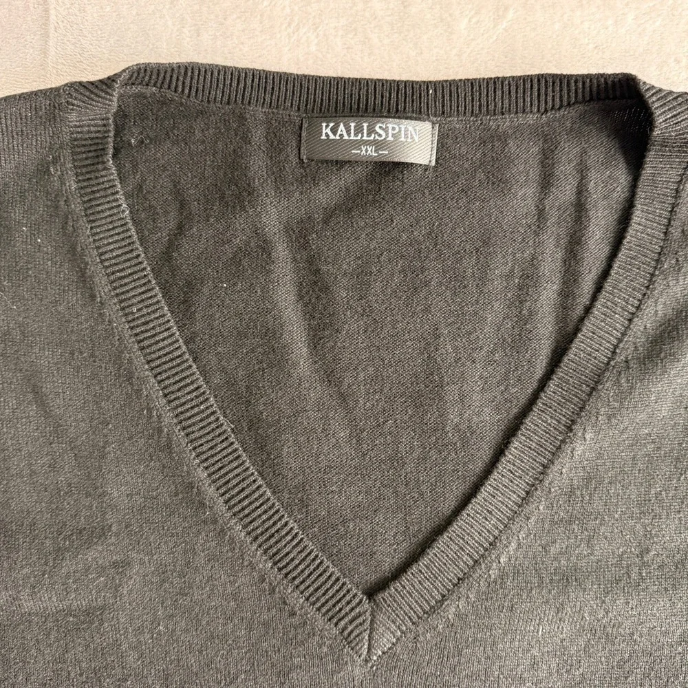 KALLSPIN Mens V Neck Sleeveless‎ Sweater Vest Black XXL